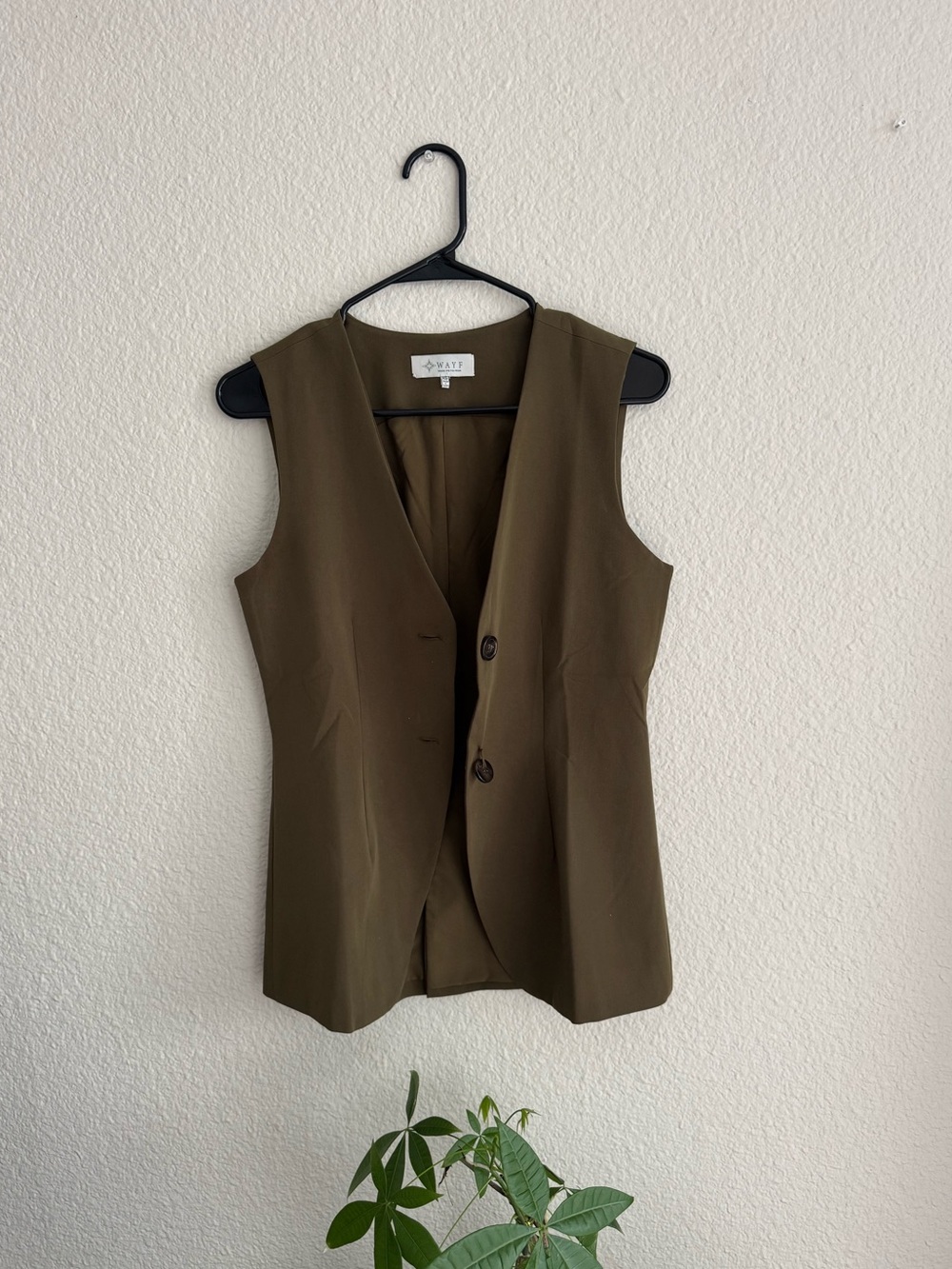 Olive Green Sleeveless Button Vest